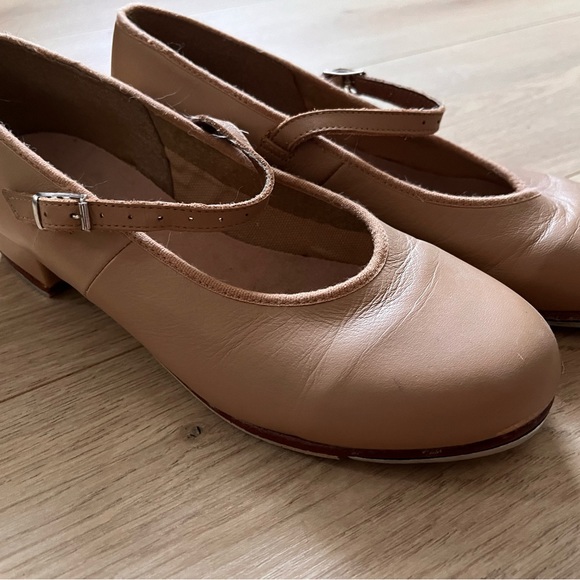 Bloch Tap-on cream tan Mary Jane Buckle leather Adult Tap shoes Techno Dance 7.5 - Picture 3 of 13